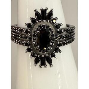 Bomb Party Hematite Black Onyx Dewdrop Dazzle ring Size 8